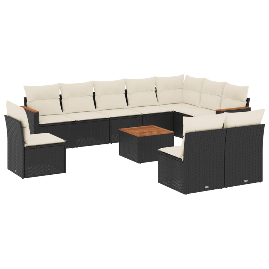 11-delige Loungeset met kussens poly rattan zwart is nu te koop bij PeponiXL, paradijselijk wonen!
