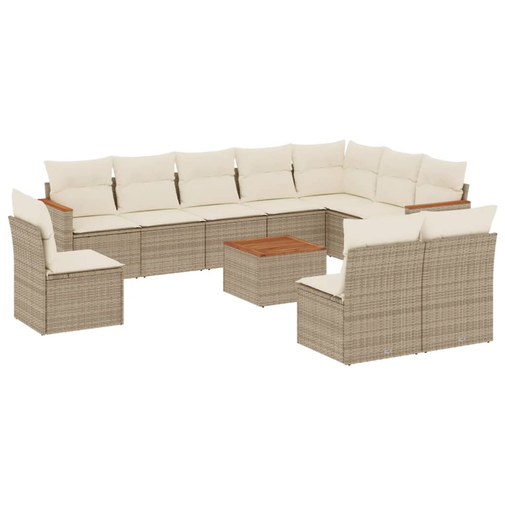 11-delige Tuinset met kussens poly rattan beige is nu te koop bij PeponiXL, paradijselijk wonen!