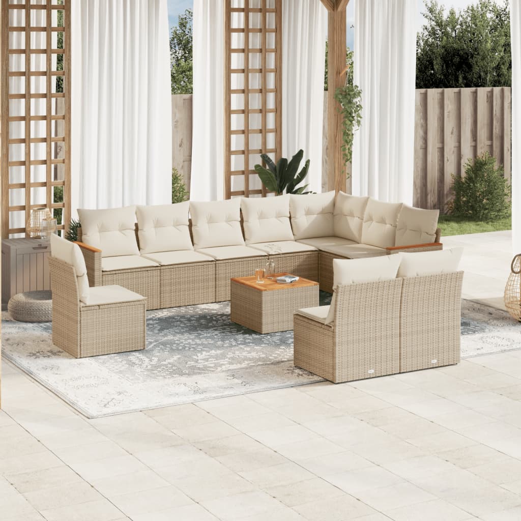 11-delige Tuinset met kussens poly rattan beige is nu te koop bij PeponiXL, paradijselijk wonen!