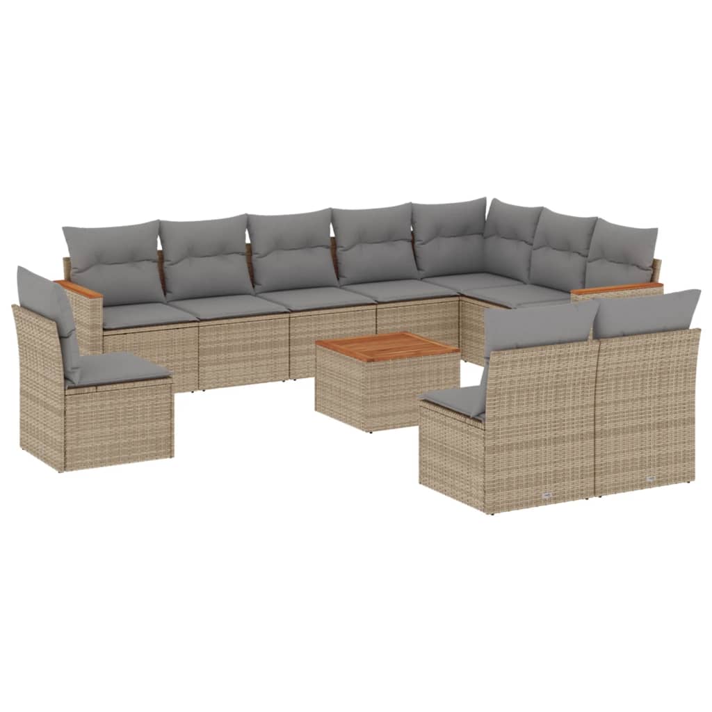 11-delige Tuinset met kussens poly rattan beige is nu te koop bij PeponiXL, paradijselijk wonen!