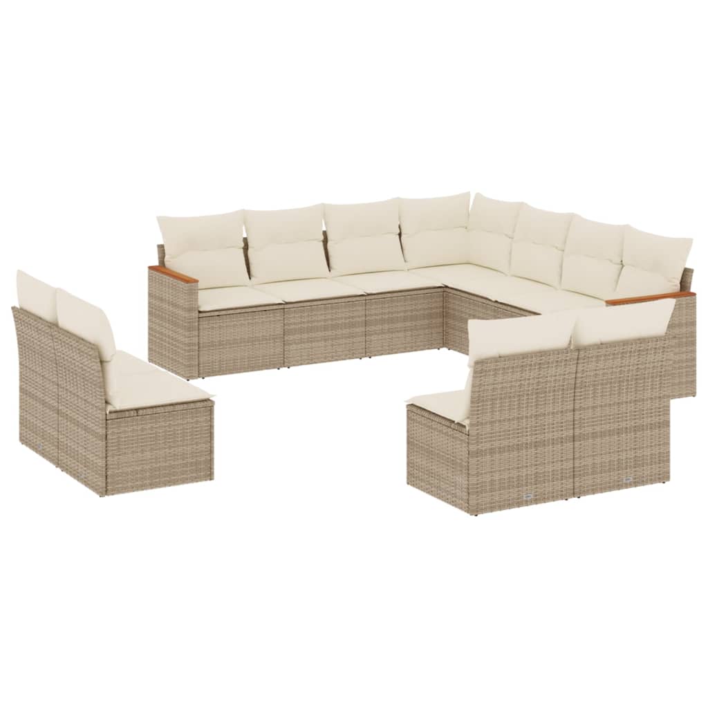 11-delige Tuinset met kussens poly rattan beige is nu te koop bij PeponiXL, paradijselijk wonen!