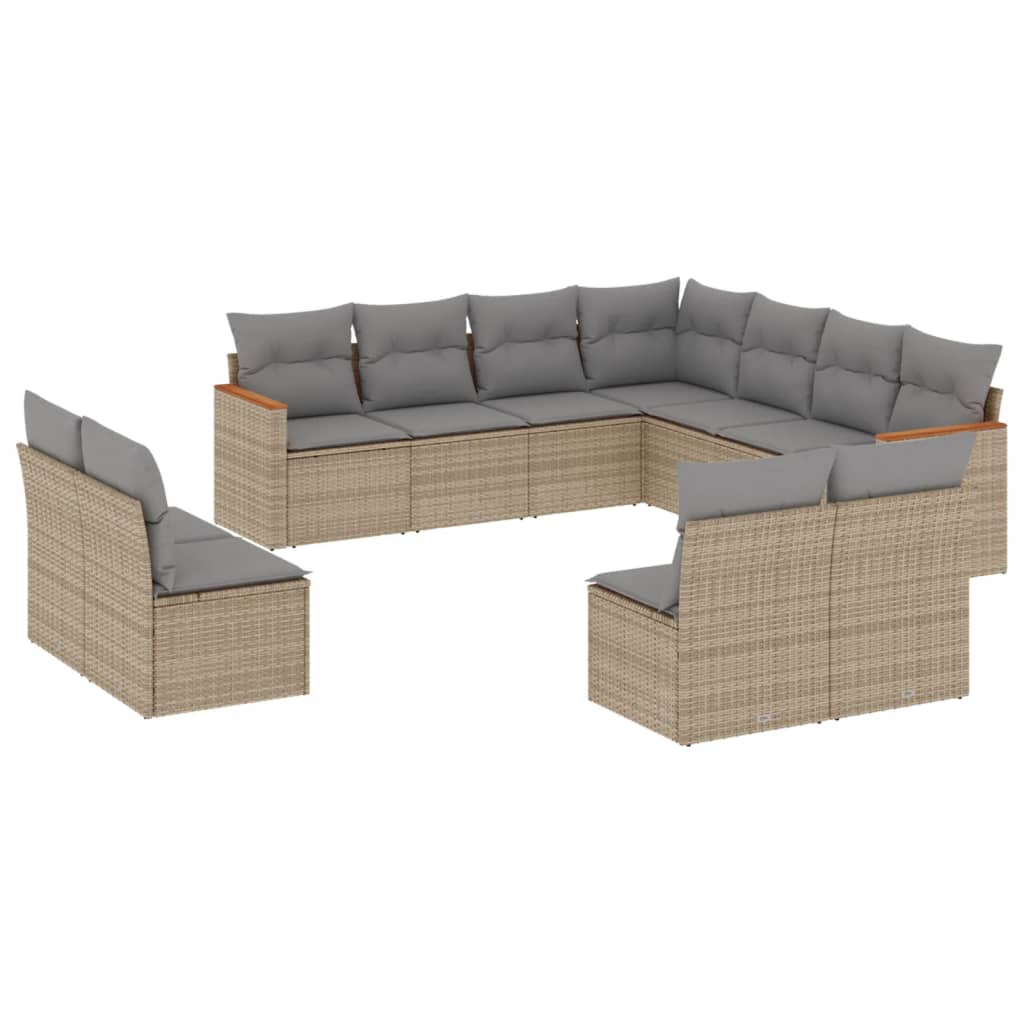 11-delige Tuinset met kussens poly rattan beige is nu te koop bij PeponiXL, paradijselijk wonen!