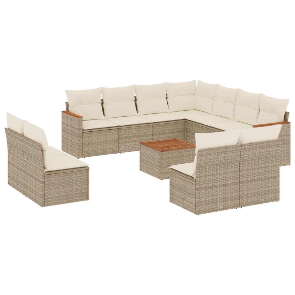 12-delige Loungeset met kussens poly rattan beige is nu te koop bij PeponiXL, paradijselijk wonen!