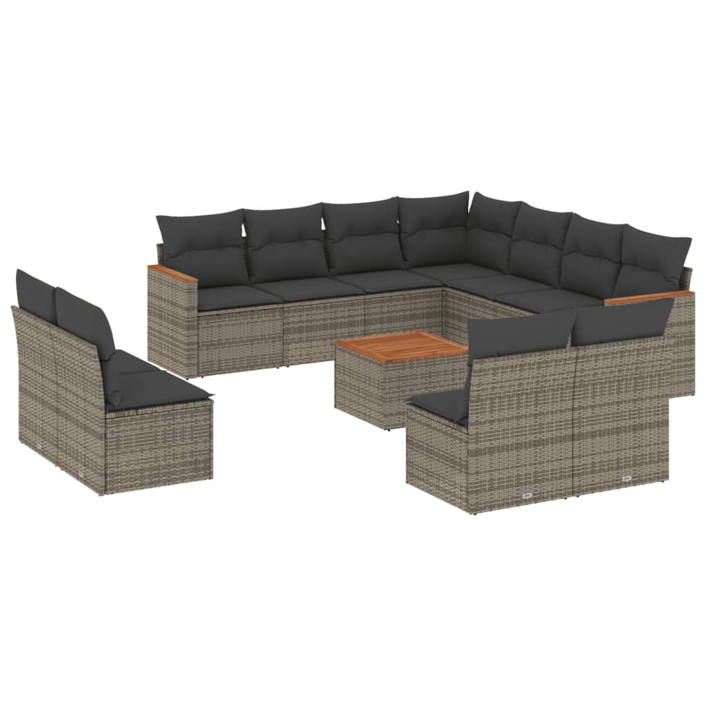 12-delige Loungeset met kussens poly rattan grijs is nu te koop bij PeponiXL, paradijselijk wonen!