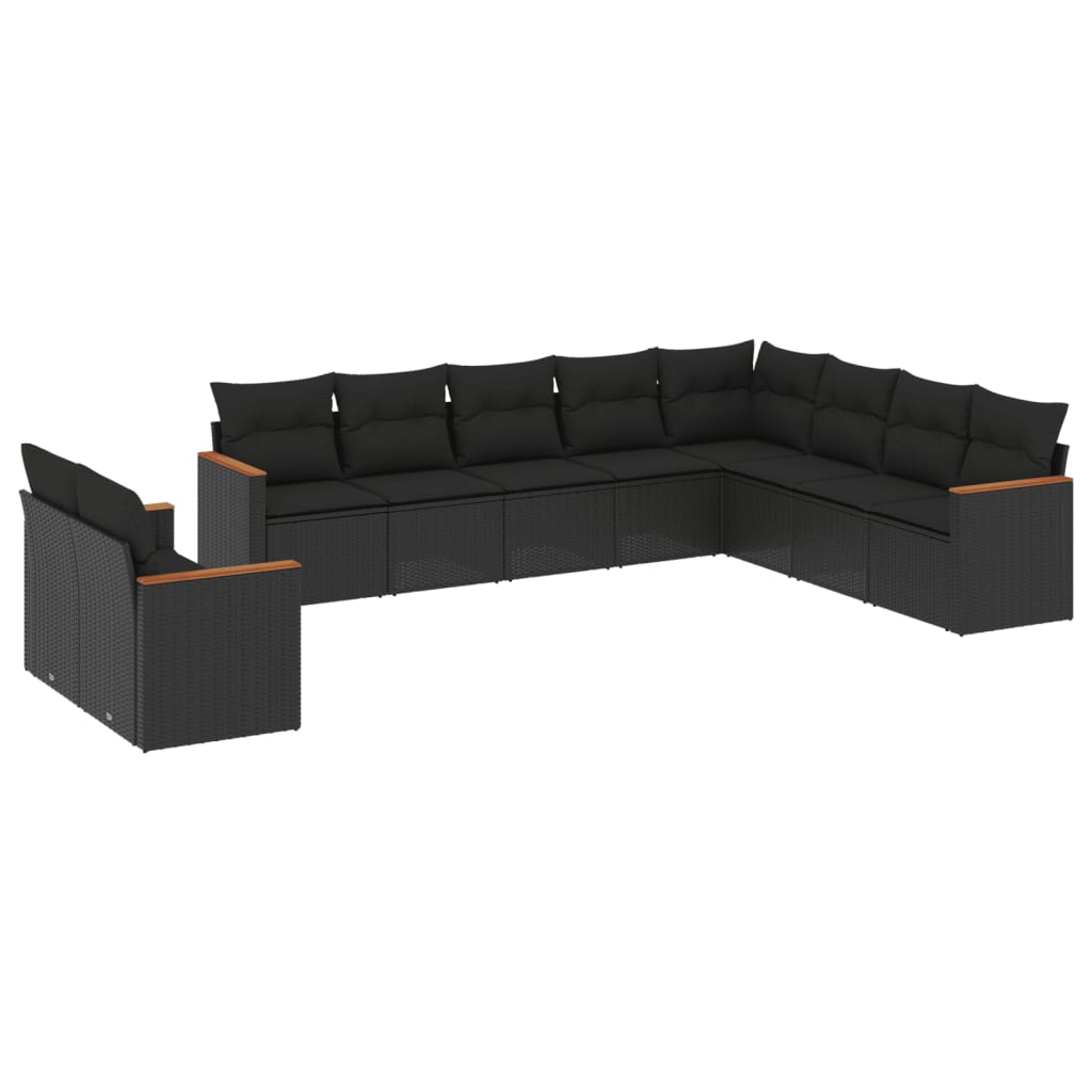 10-delige Loungeset met kussens poly rattan zwart is nu te koop bij PeponiXL, paradijselijk wonen!