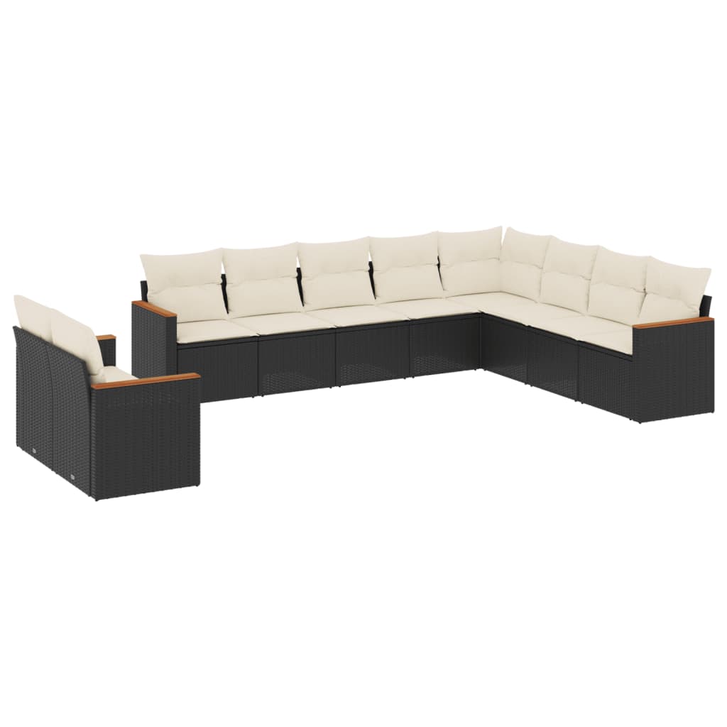 10-delige Loungeset met kussens poly rattan zwart is nu te koop bij PeponiXL, paradijselijk wonen!
