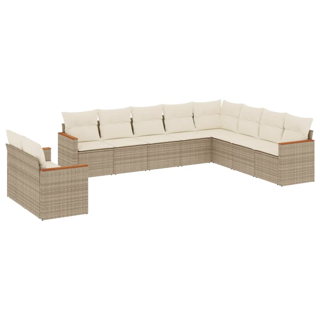 10-delige Loungeset met kussens poly rattan beige is nu te koop bij PeponiXL, paradijselijk wonen!
