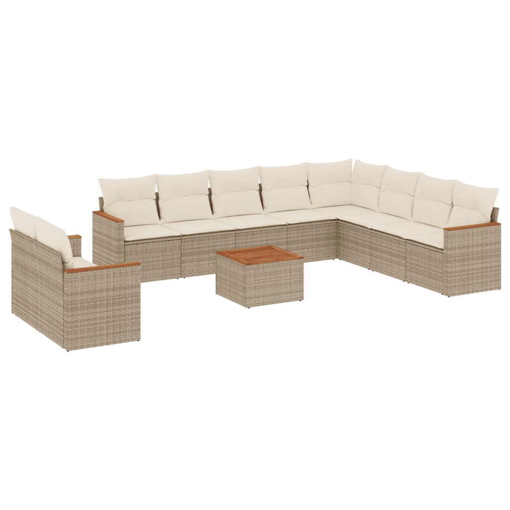 11-delige Tuinset met kussens poly rattan beige is nu te koop bij PeponiXL, paradijselijk wonen!