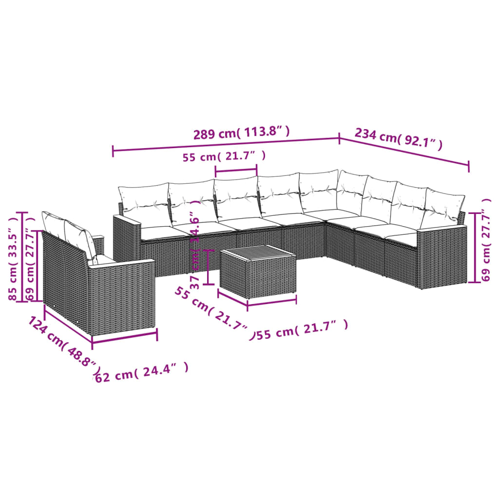 11-delige Tuinset met kussens poly rattan beige is nu te koop bij PeponiXL, paradijselijk wonen!