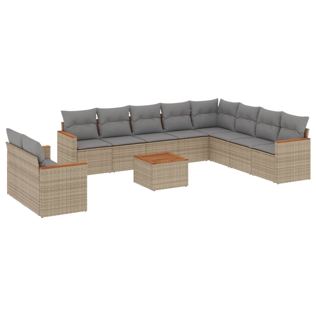 11-delige Tuinset met kussens poly rattan beige is nu te koop bij PeponiXL, paradijselijk wonen!