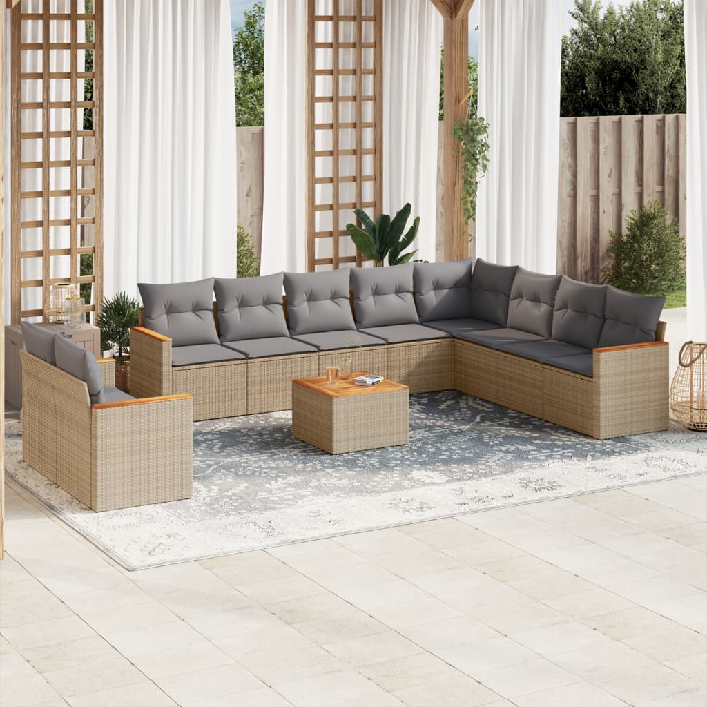 11-delige Tuinset met kussens poly rattan beige is nu te koop bij PeponiXL, paradijselijk wonen!