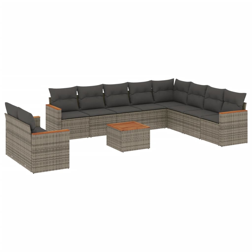 11-delige Loungeset met kussens poly rattan grijs is nu te koop bij PeponiXL, paradijselijk wonen!
