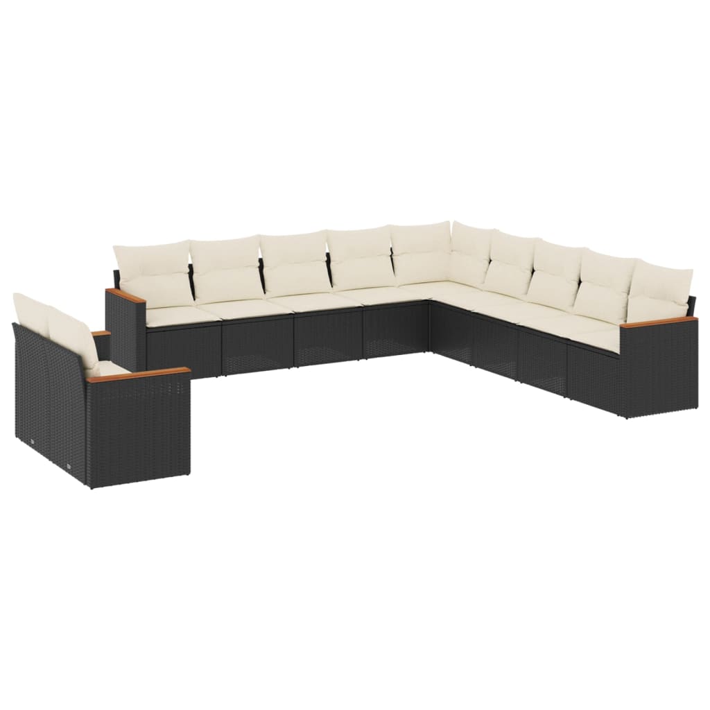 11-delige Loungeset met kussens poly rattan zwart is nu te koop bij PeponiXL, paradijselijk wonen!