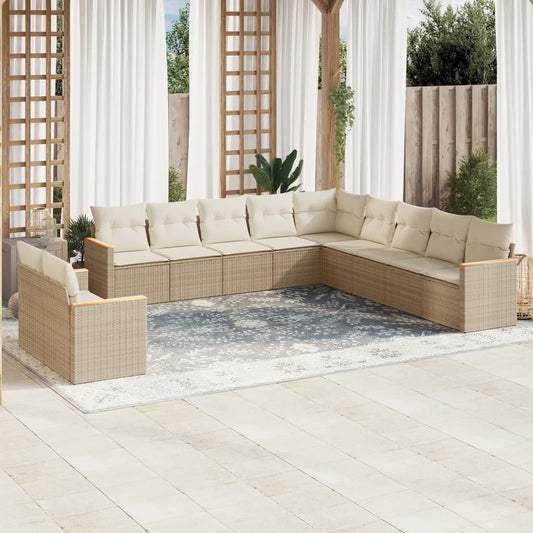 11-delige Tuinset met kussens poly rattan beige is nu te koop bij PeponiXL, paradijselijk wonen!