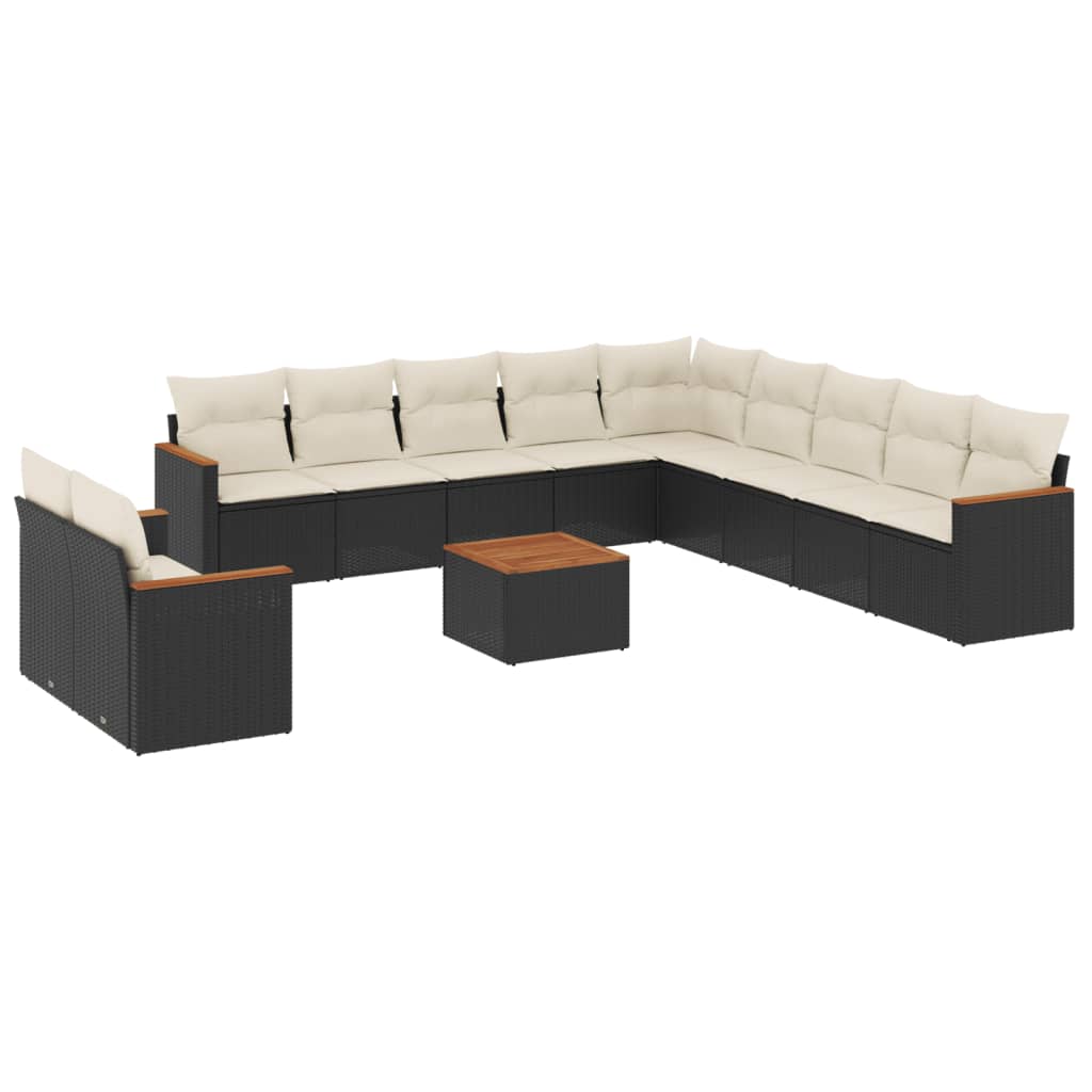 12-delige Loungeset met kussens poly rattan zwart is nu te koop bij PeponiXL, paradijselijk wonen!