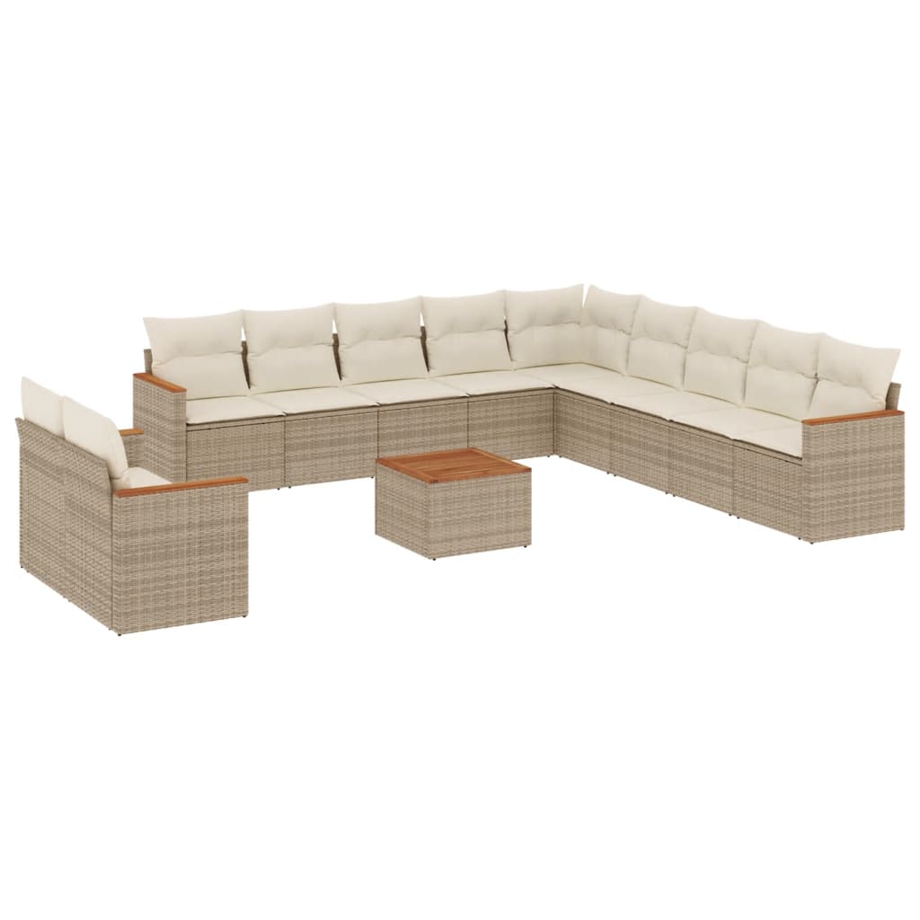 12-delige Loungeset met kussens poly rattan beige is nu te koop bij PeponiXL, paradijselijk wonen!