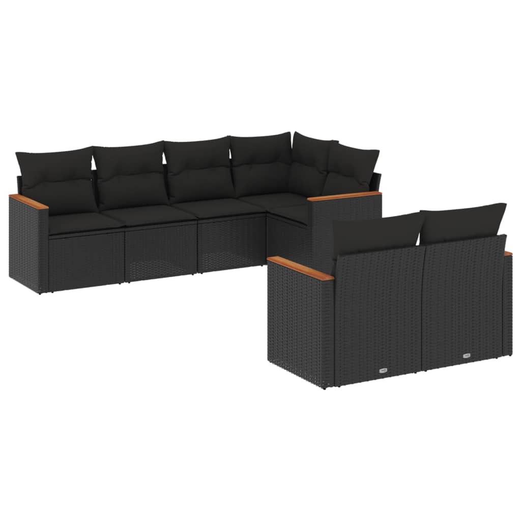 7-delige Loungeset met kussens poly rattan zwart is nu te koop bij PeponiXL, paradijselijk wonen!