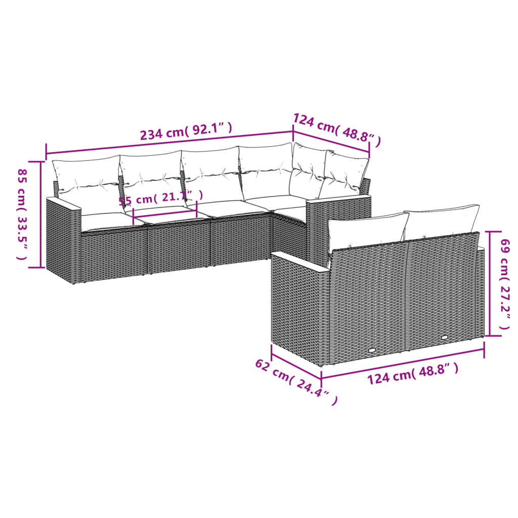 7-delige Loungeset met kussens poly rattan zwart is nu te koop bij PeponiXL, paradijselijk wonen!