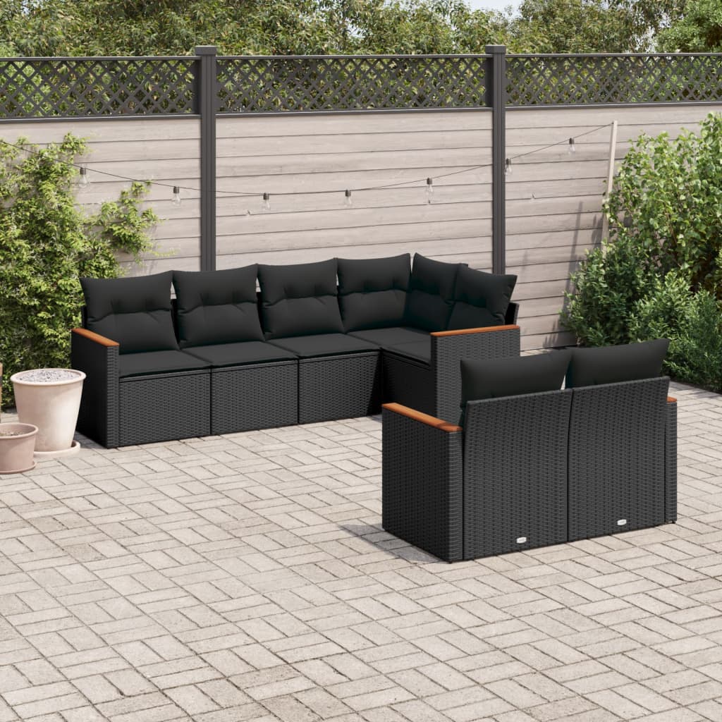 7-delige Loungeset met kussens poly rattan zwart is nu te koop bij PeponiXL, paradijselijk wonen!