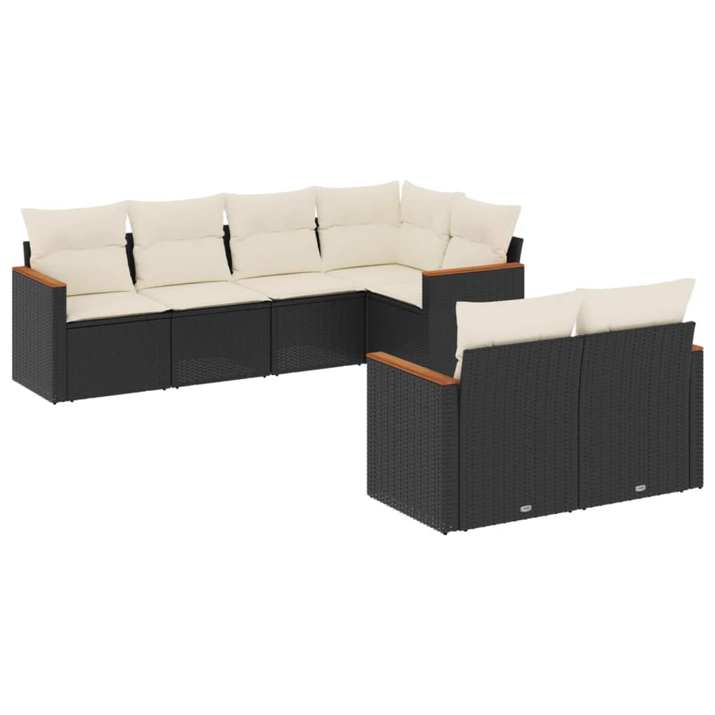7-delige Loungeset met kussens poly rattan zwart is nu te koop bij PeponiXL, paradijselijk wonen!