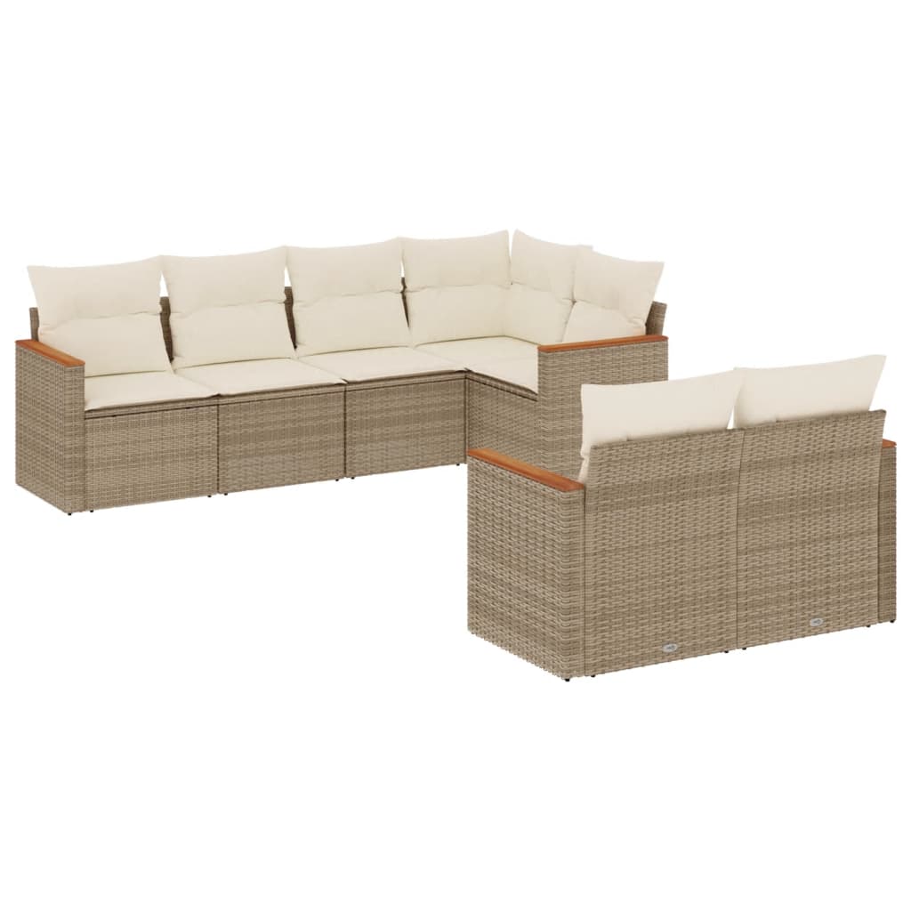 7-delige Loungeset met kussens poly rattan beige is nu te koop bij PeponiXL, paradijselijk wonen!