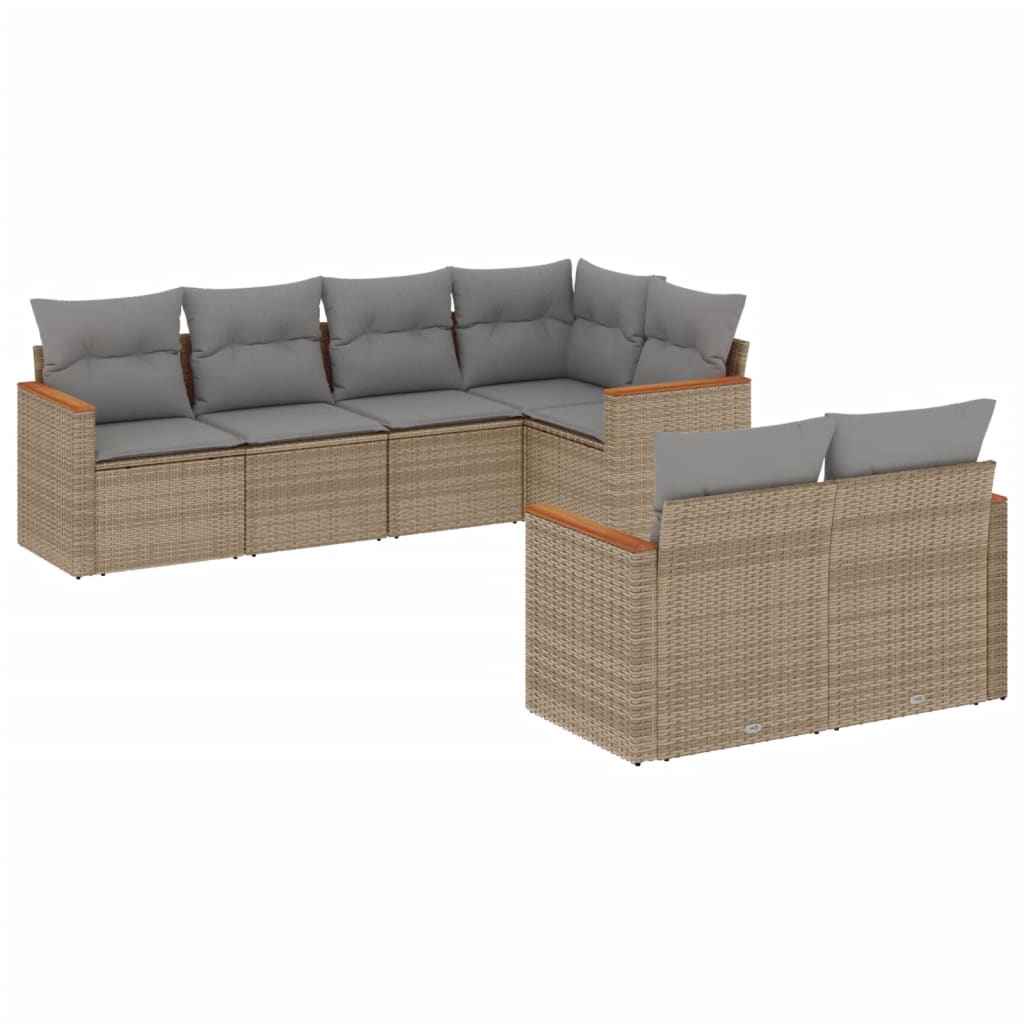 7-delige Loungeset met kussens poly rattan beige is nu te koop bij PeponiXL, paradijselijk wonen!