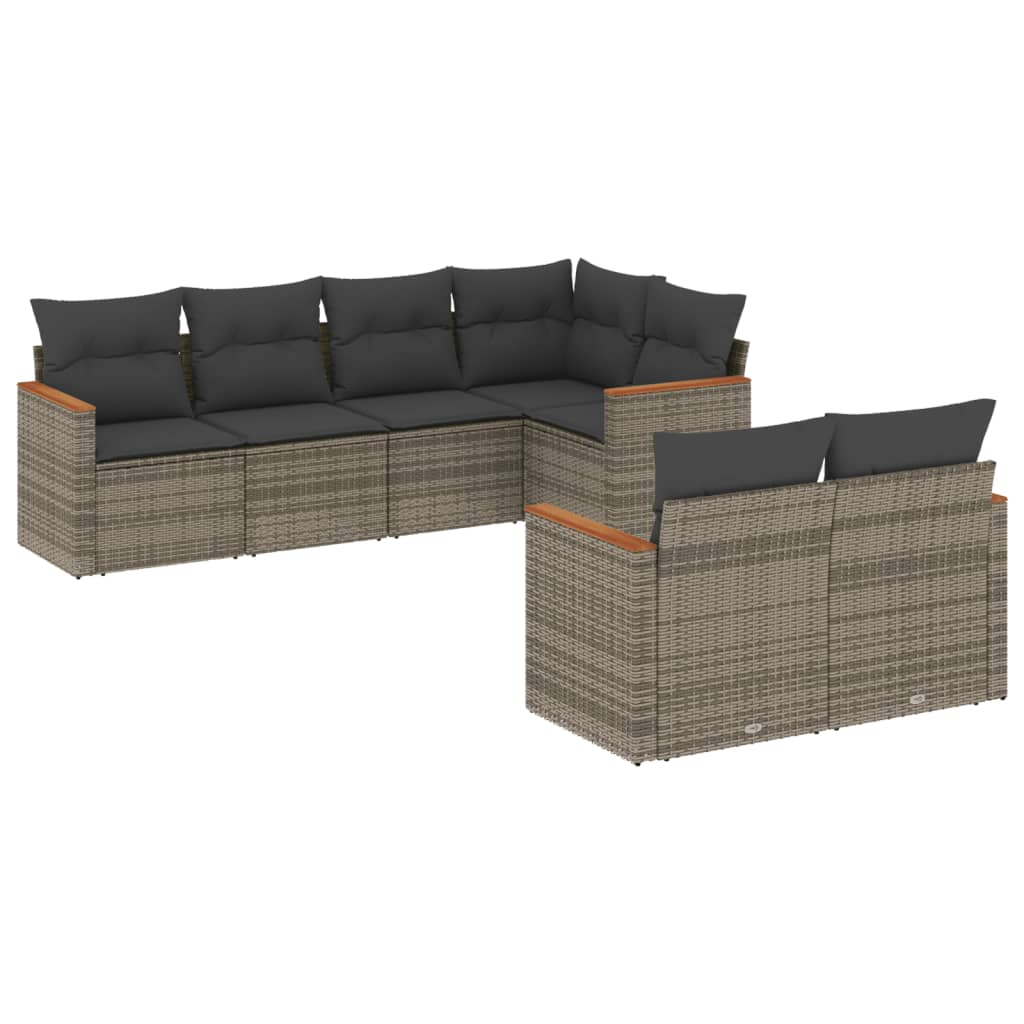 7-delige Loungeset met kussens poly rattan grijs is nu te koop bij PeponiXL, paradijselijk wonen!