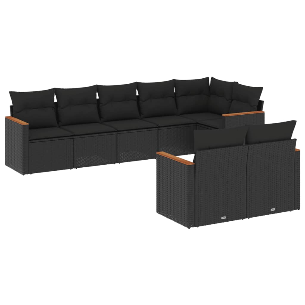 8-delige Loungeset met kussens poly rattan zwart is nu te koop bij PeponiXL, paradijselijk wonen!