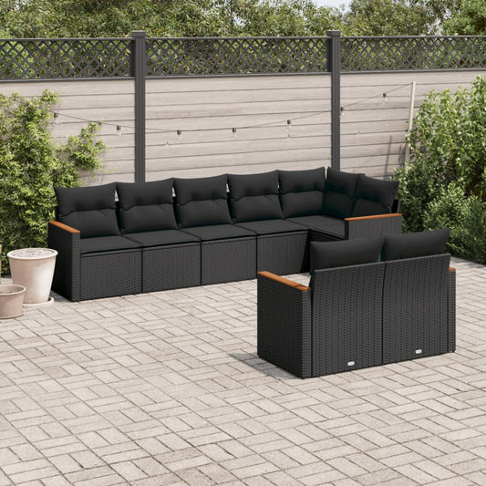 8-delige Loungeset met kussens poly rattan zwart is nu te koop bij PeponiXL, paradijselijk wonen!