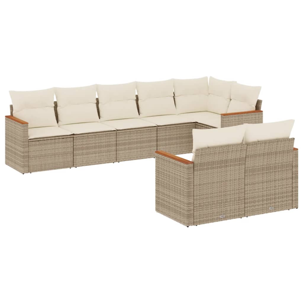 8-delige Loungeset met kussens poly rattan beige is nu te koop bij PeponiXL, paradijselijk wonen!