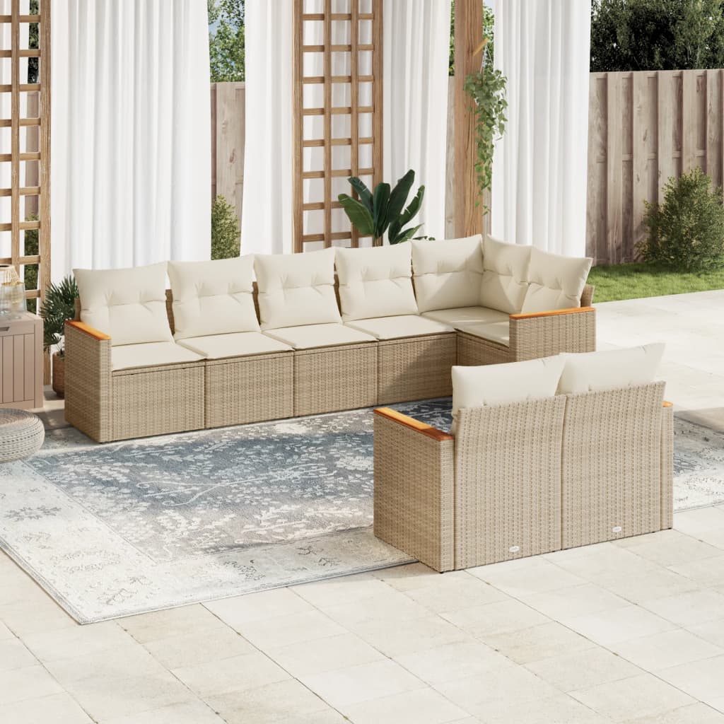 8-delige Loungeset met kussens poly rattan beige is nu te koop bij PeponiXL, paradijselijk wonen!