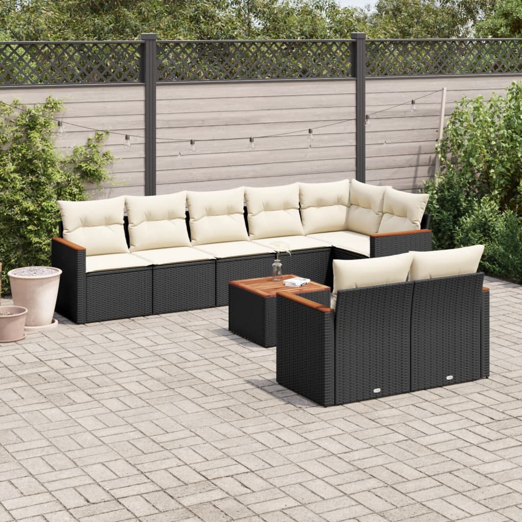9-delige Loungeset met kussens poly rattan zwart is nu te koop bij PeponiXL, paradijselijk wonen!