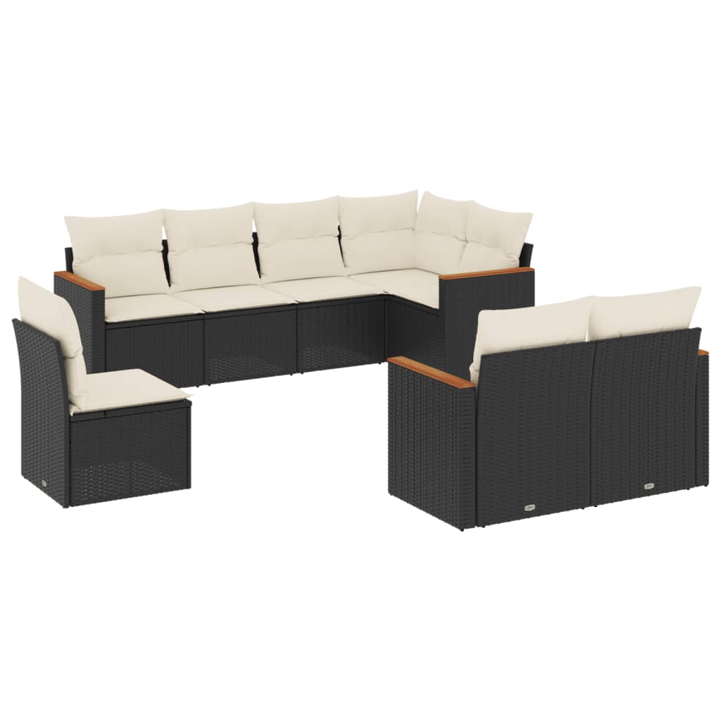 8-delige Loungeset met kussens poly rattan zwart is nu te koop bij PeponiXL, paradijselijk wonen!
