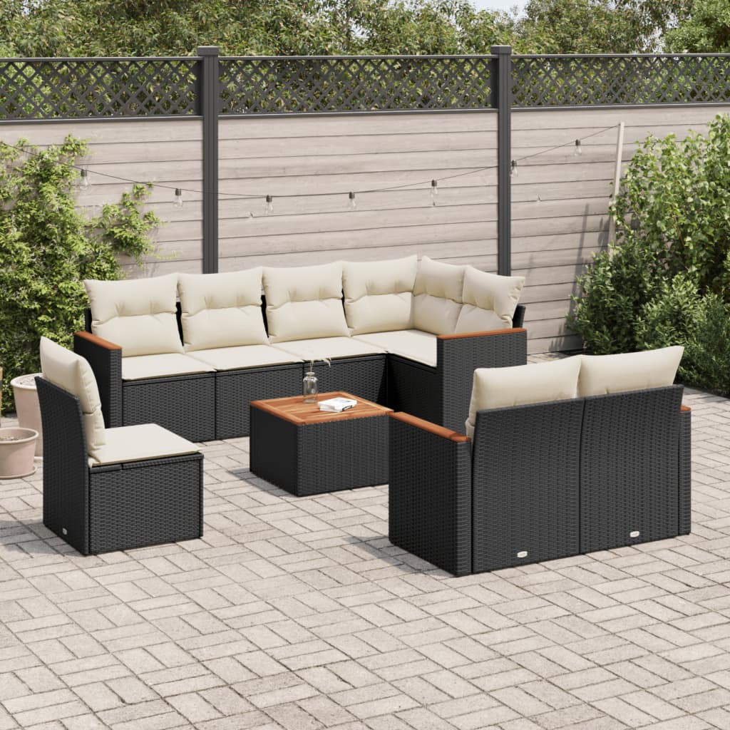 9-delige Loungeset met kussens poly rattan zwart is nu te koop bij PeponiXL, paradijselijk wonen!