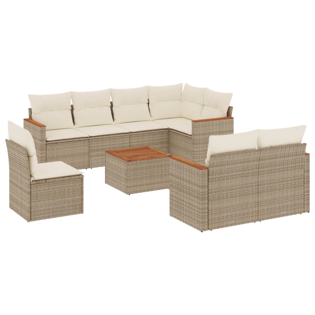 9-delige Loungeset met kussens poly rattan beige is nu te koop bij PeponiXL, paradijselijk wonen!