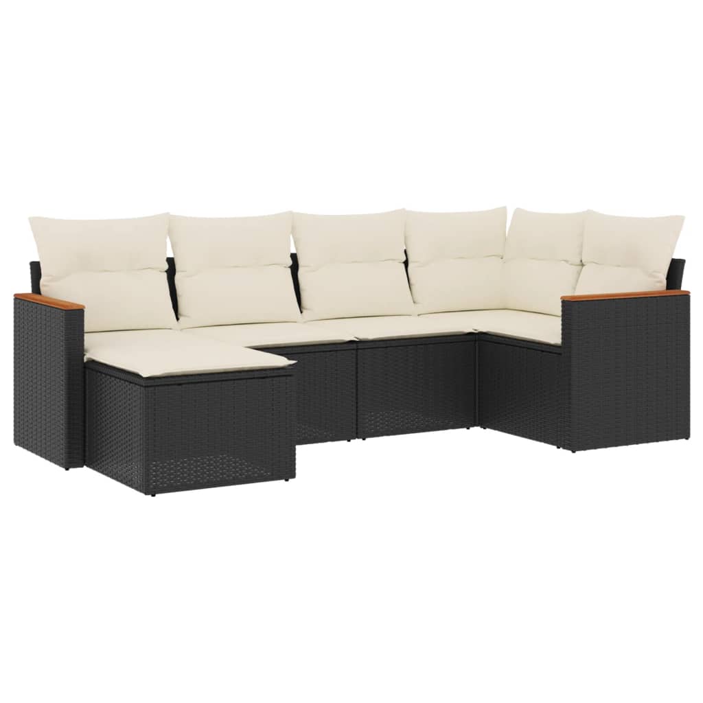 6-delige Loungeset met kussens poly rattan zwart is nu te koop bij PeponiXL, paradijselijk wonen!