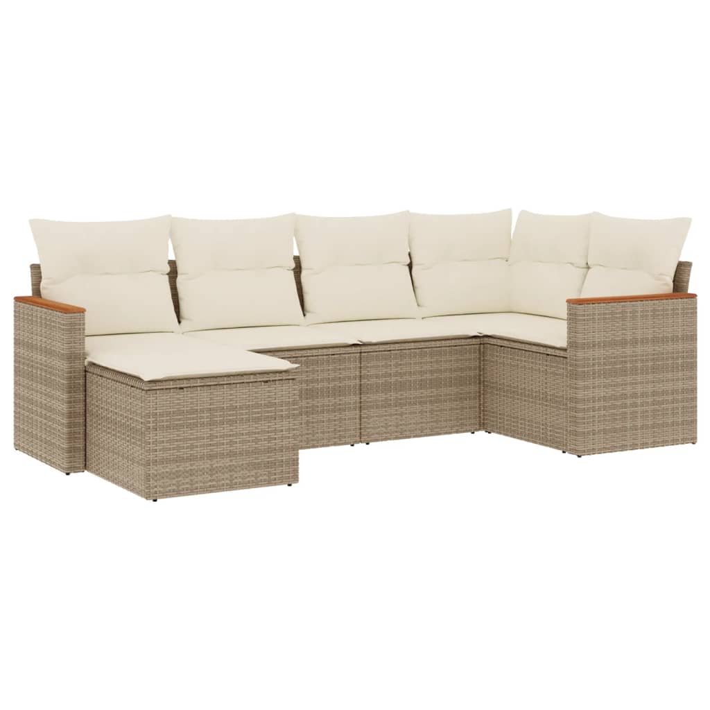 6-delige Loungeset met kussens poly rattan beige is nu te koop bij PeponiXL, paradijselijk wonen!
