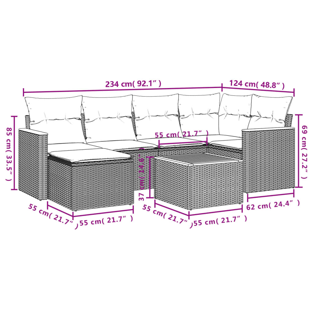 7-delige Loungeset met kussens poly rattan zwart is nu te koop bij PeponiXL, paradijselijk wonen!
