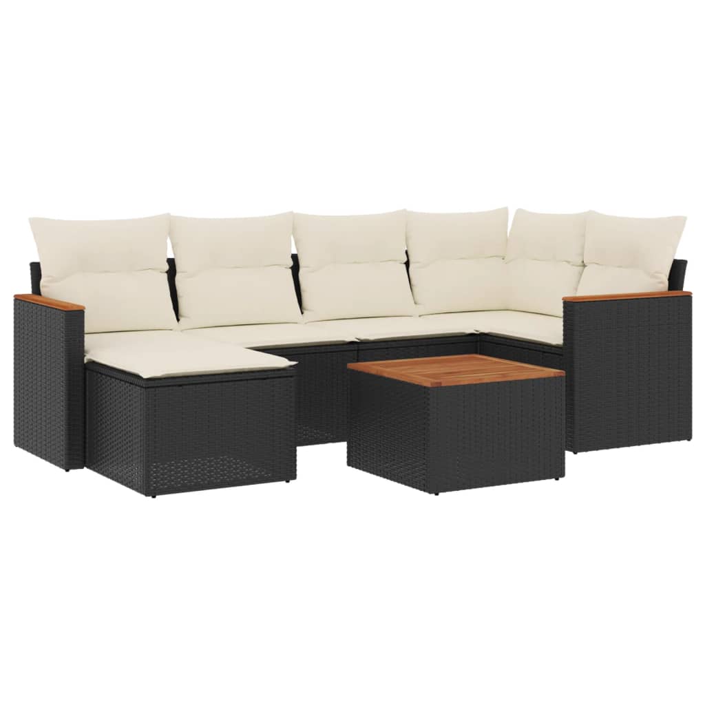 7-delige Loungeset met kussens poly rattan zwart is nu te koop bij PeponiXL, paradijselijk wonen!