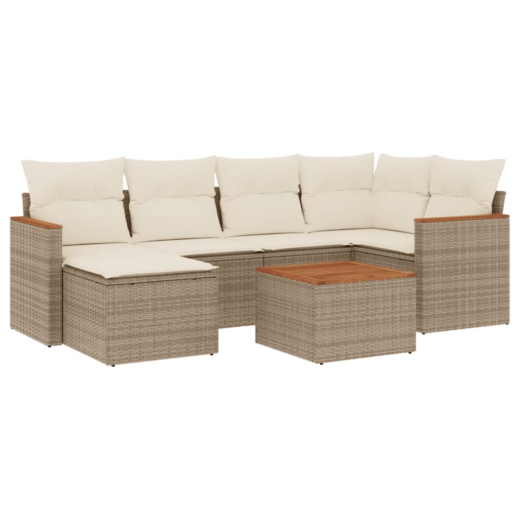 7-delige Loungeset met kussens poly rattan beige is nu te koop bij PeponiXL, paradijselijk wonen!