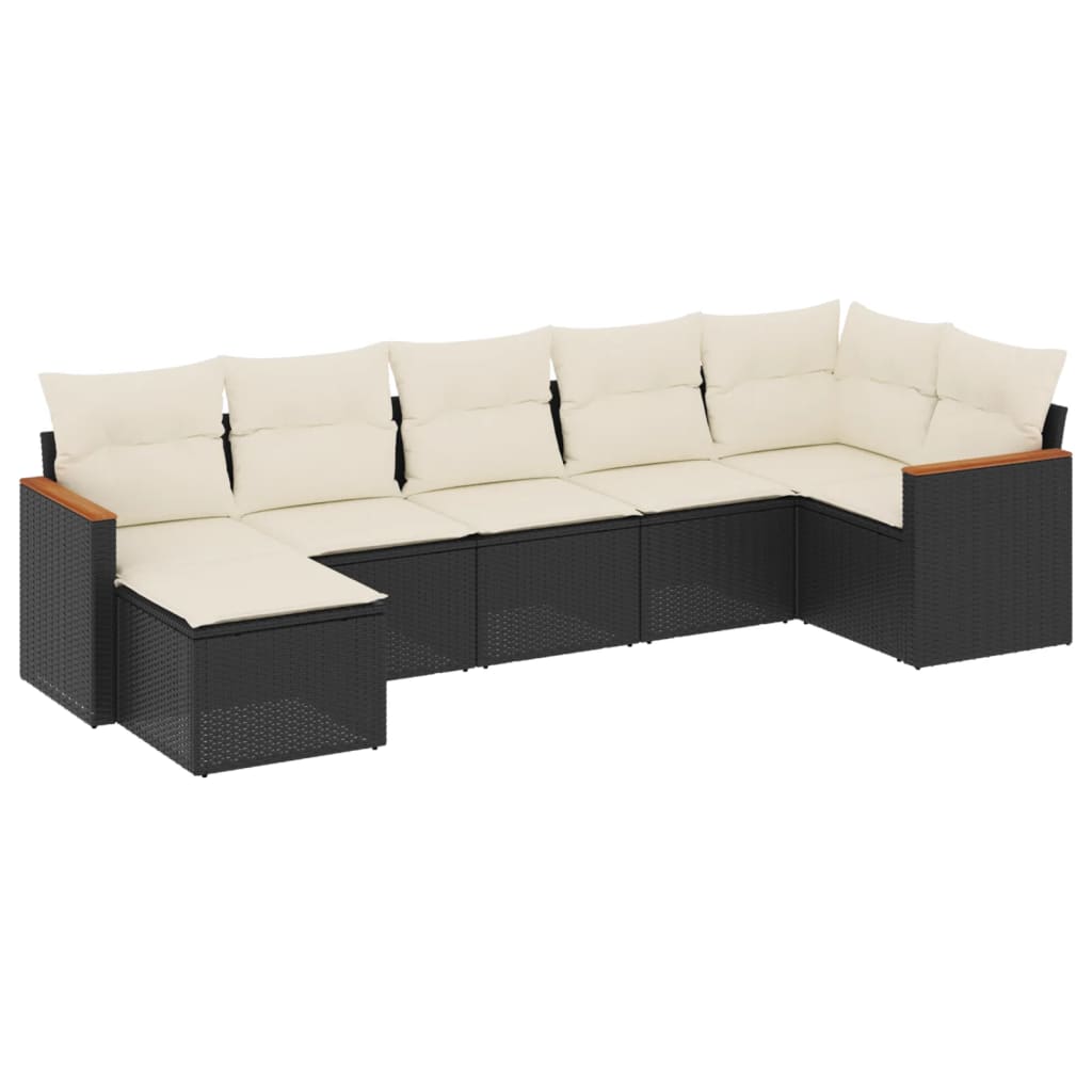 7-delige Loungeset met kussens poly rattan zwart is nu te koop bij PeponiXL, paradijselijk wonen!
