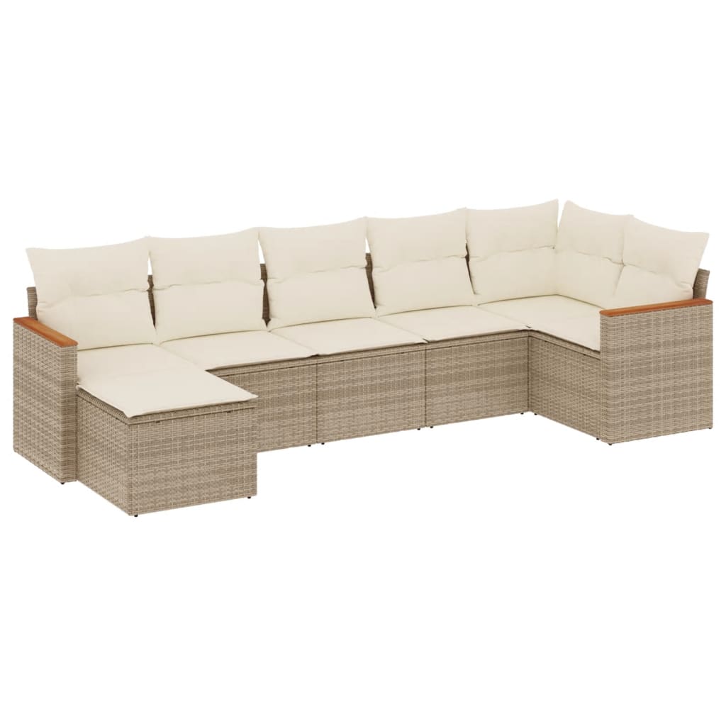 7-delige Loungeset met kussens poly rattan beige is nu te koop bij PeponiXL, paradijselijk wonen!