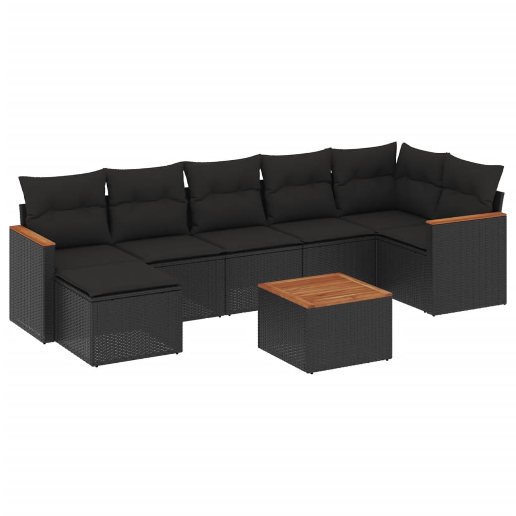 8-delige Loungeset met kussens poly rattan zwart is nu te koop bij PeponiXL, paradijselijk wonen!