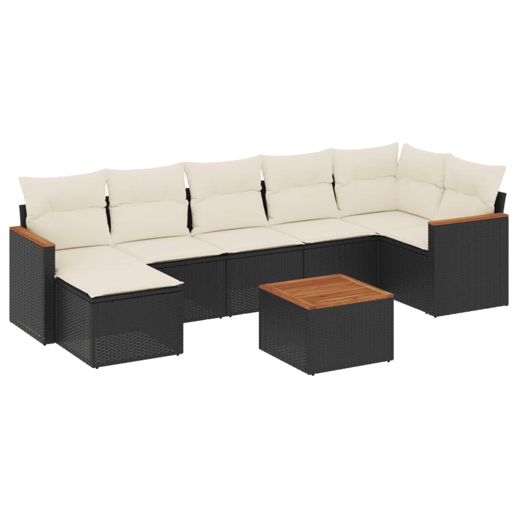 8-delige Loungeset met kussens poly rattan zwart is nu te koop bij PeponiXL, paradijselijk wonen!