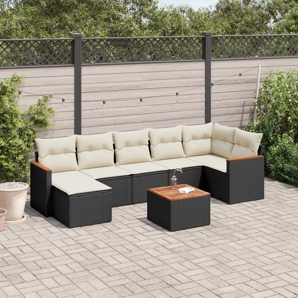 8-delige Loungeset met kussens poly rattan zwart is nu te koop bij PeponiXL, paradijselijk wonen!