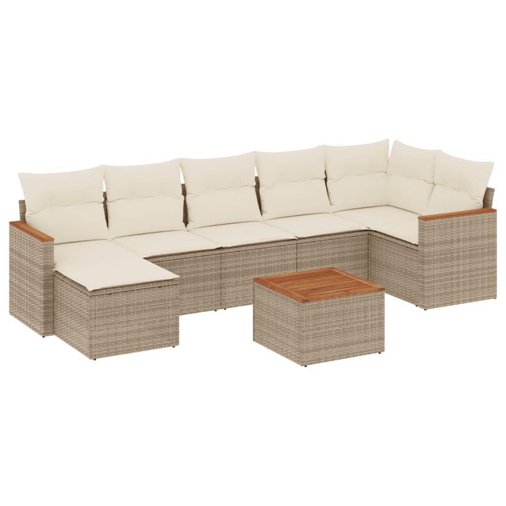 8-delige Loungeset met kussens poly rattan beige is nu te koop bij PeponiXL, paradijselijk wonen!