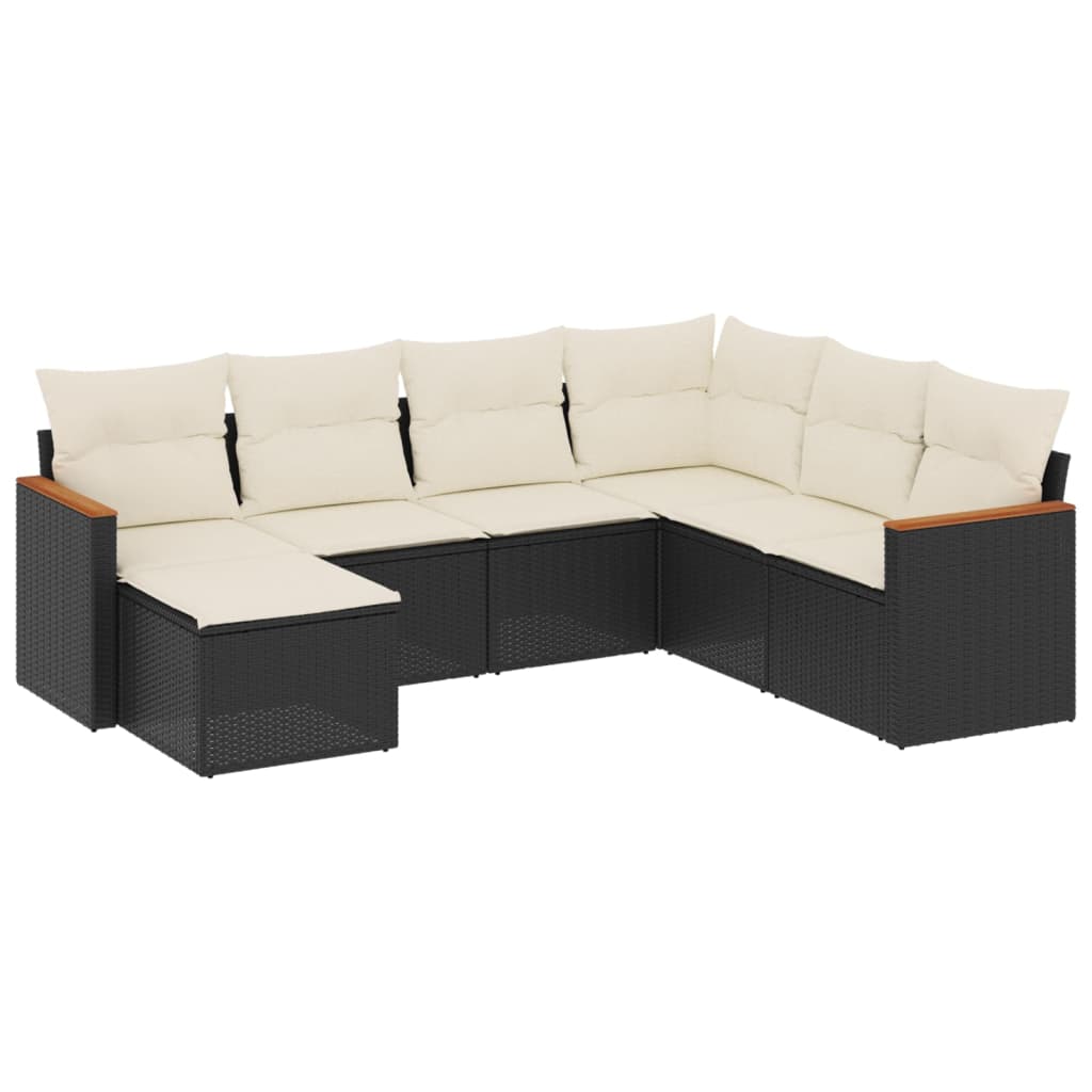 7-delige Loungeset met kussens poly rattan zwart is nu te koop bij PeponiXL, paradijselijk wonen!