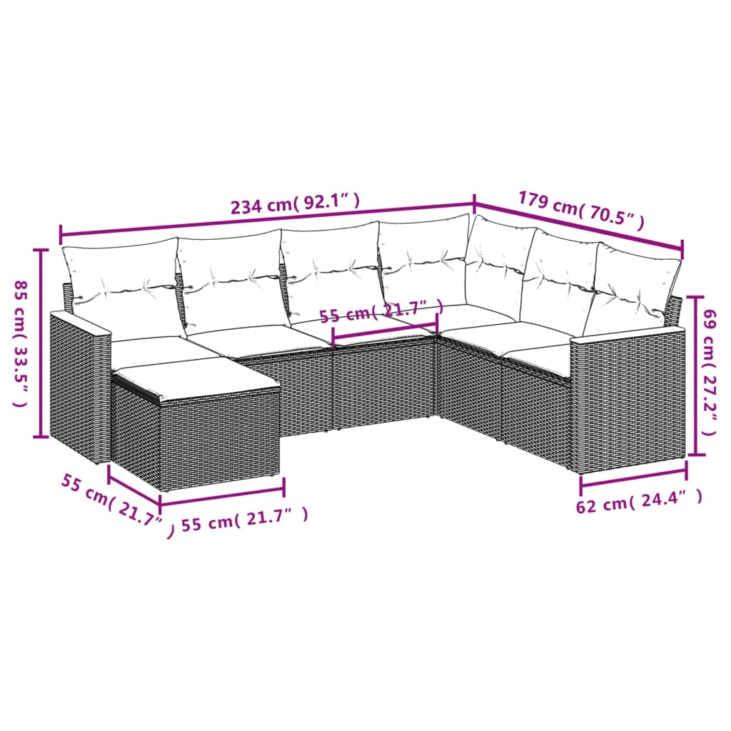 7-delige Loungeset met kussens poly rattan beige is nu te koop bij PeponiXL, paradijselijk wonen!