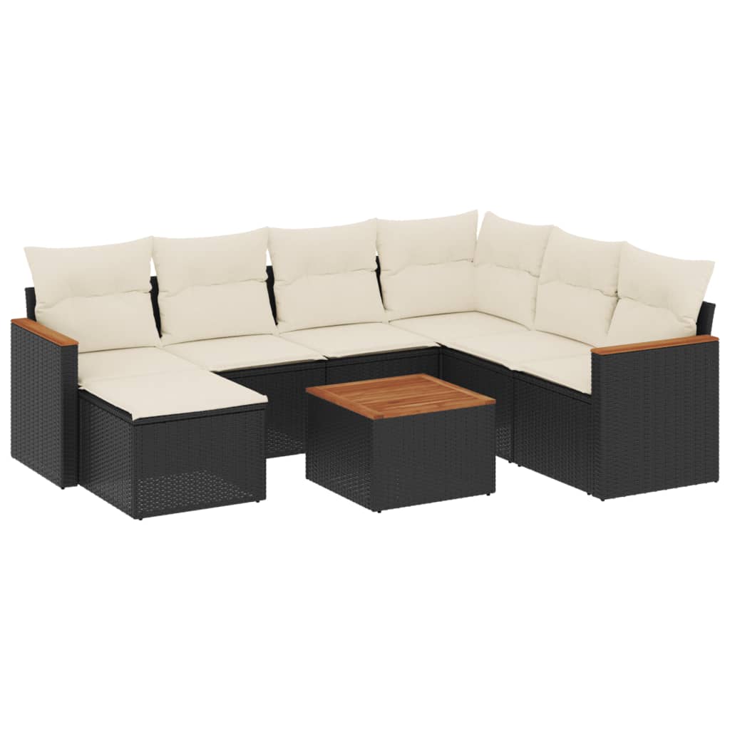 8-delige Loungeset met kussens poly rattan zwart is nu te koop bij PeponiXL, paradijselijk wonen!