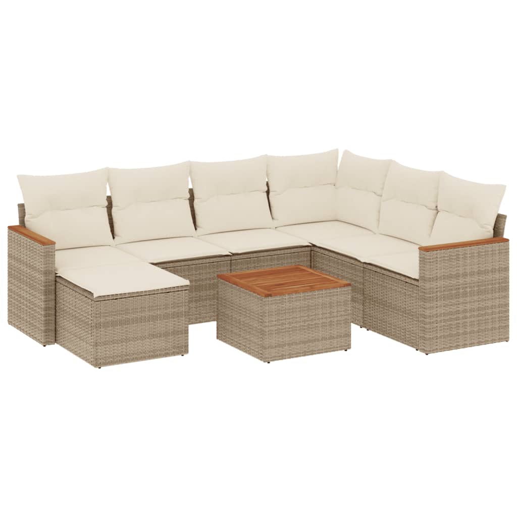 8-delige Loungeset met kussens poly rattan beige is nu te koop bij PeponiXL, paradijselijk wonen!